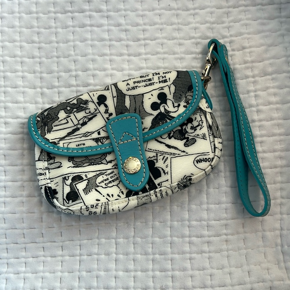 Disney Dooney & Bourke White Comic Flap Wallet Wristlet